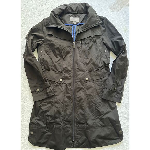 Cole Haan Women's Full Zip Lightweight Rain Jacket-Long Style-Black size medium - Picture 2 of 12